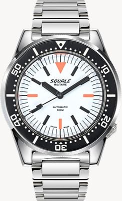 Squale 1521 Full Luminous Militaire (42mm) White Luminous Dial / Stainless Steel Bracelet Watch 1521FUMIWT.SQ20L