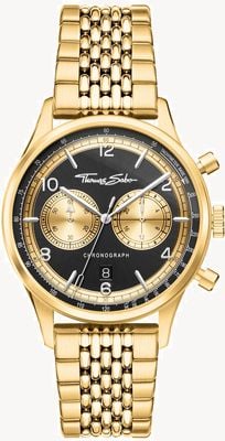 Thomas Sabo | Rebel At Heart | Men's | Gold Tone Bracelet | Black Dial | WA0376-264-203-40