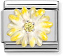 Nomination Classic Yellow Flower Link Steel, Sterling Silver And Enamel 330321/04