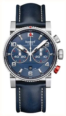 Hanhart PRIMUS Racer Automatic Chronograph (44mm) Blue Dial / Blue Leather Strap - M 741.270-0320