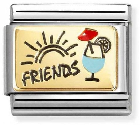 Nomination Classic PLATES In Steel, Enamel And Bonded Yellow Gold Friends With Cocktails Charm 030289/08