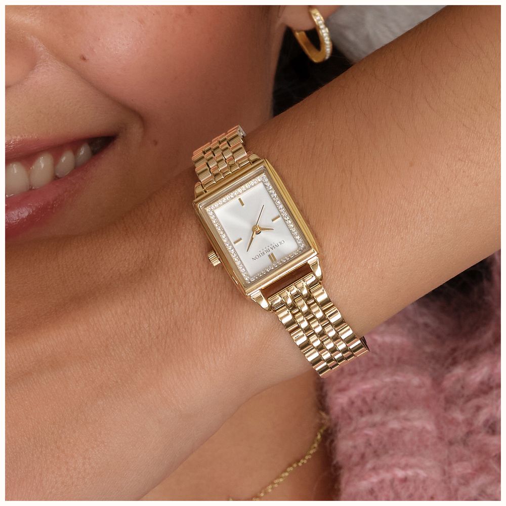 Olivia Burton Townhouse 21mm Rectangle White & Gold Bracelet 24000013 - alternate view 5