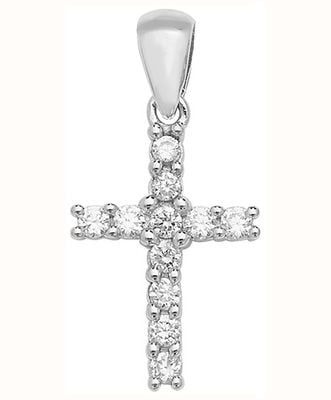 Silver Cubic Zirconia Cross Pendant G6958