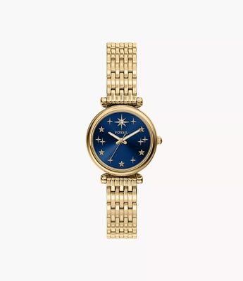 Fossil Carlie 28 mm Three-Hand Gold-Tone Stainless Steel ES5521