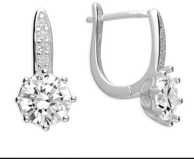 Silver CZ Huggie Hoop With 6 Mm Claw Set. H6240/S