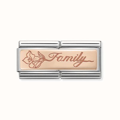 Nomination Composable Classic DOUBLE ENGRAVED Steel And 9k Rose Gold CUSTOM Family With Flower 430710/17