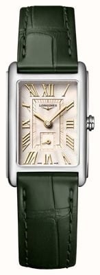 LONGINES DolceVita Quartz (20.8mm) Ivory Gilt "Flinqué" Dial / Olive Green Alligator Strap L52554082