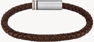 BOSS Jewellery Men's Ares Braided Brown Leather Stainless Steel Bracelet 1580623