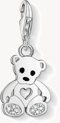 Thomas Sabo Teddy Bear Charm White 925 Sterling Silver Cold Enamel/ Zirconia 1119-041-14