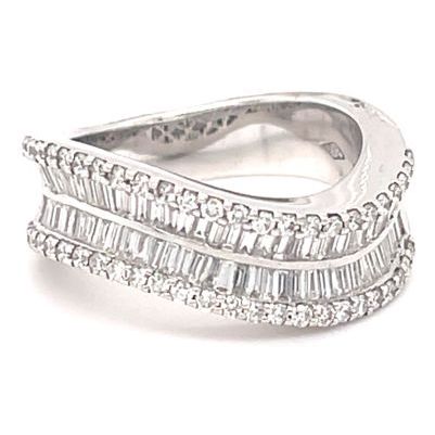 James Moore JM4539 18k White Gold Wave Sty Bagette Diamond Jewellery