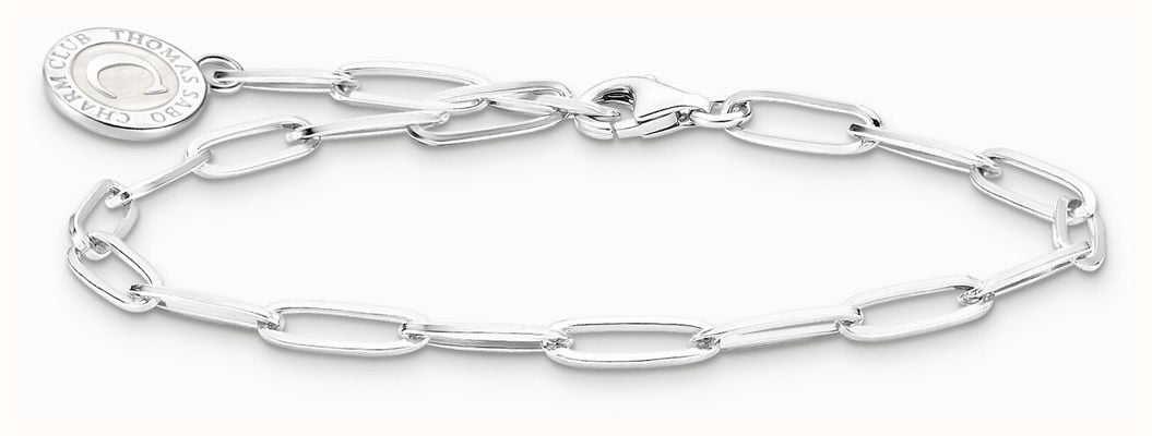 Thomas Sabo Charm Bracelet With Shimmering White Cold Enamel Sterling Silver 17cm X0286-007-21-L17