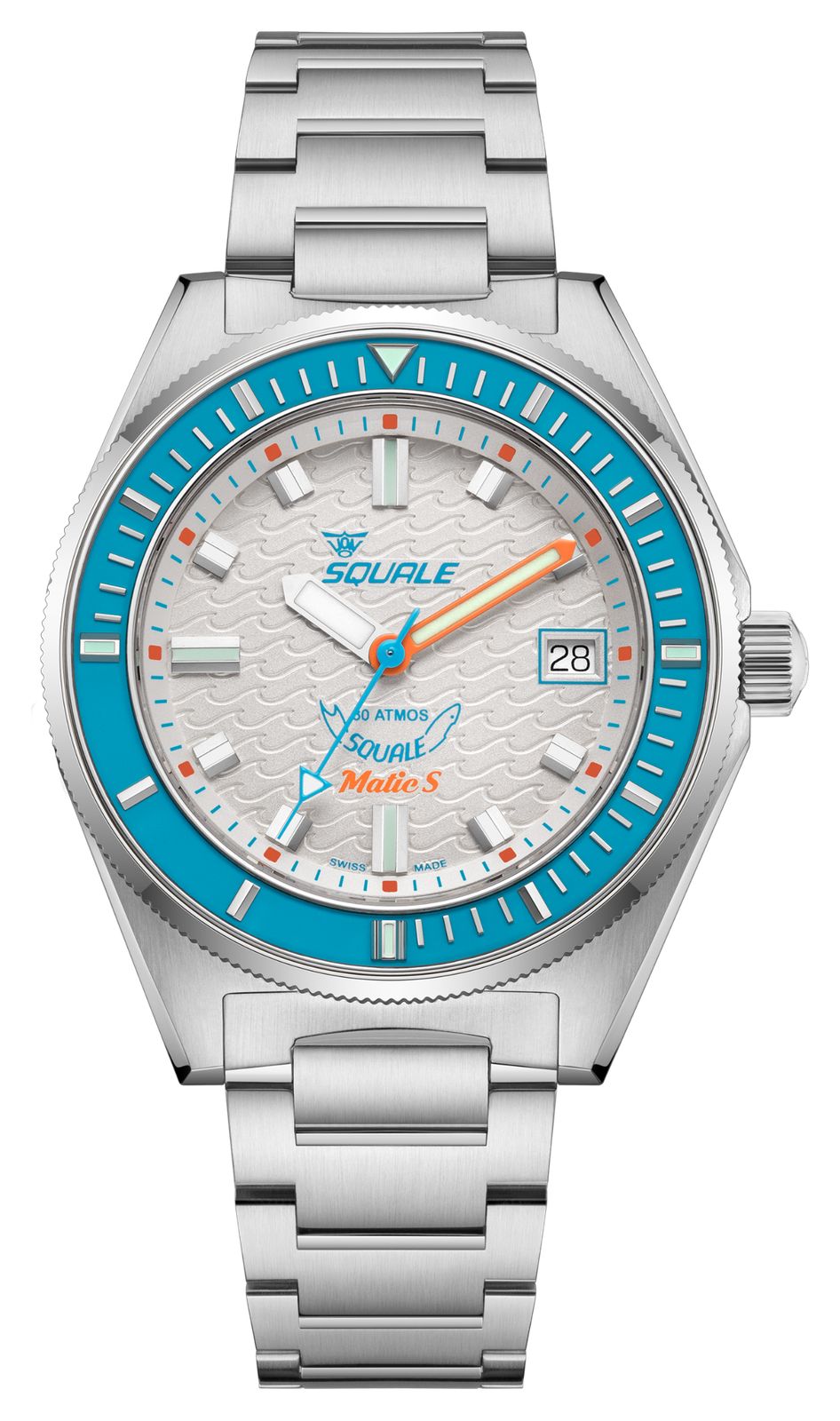 Squale MATICLBWT.SSBX Matic S Automatic (39mm) White Wave- Watch