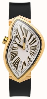 Exaequo Melting Watch Revolve IP Yellow Gold (33mm) White Dial / Black Silicone Strap EX 0032.0002