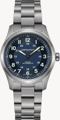 Hamilton Khaki Field Titanium Automatic (38mm) Blue Dial / Titanium Bracelet H70205140