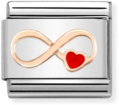 Nomination Classic Heart 9ct Rose Gold & Steel Enamel Charm 430202/12