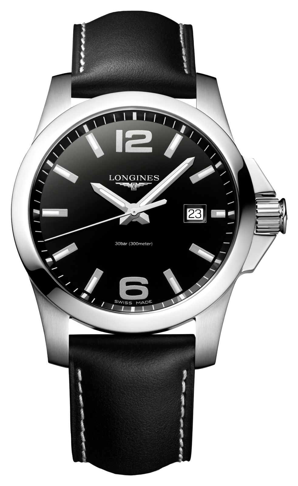 LONGINES L37604563 Conquest Quartz (43mm) Sunray Black Dial Watch