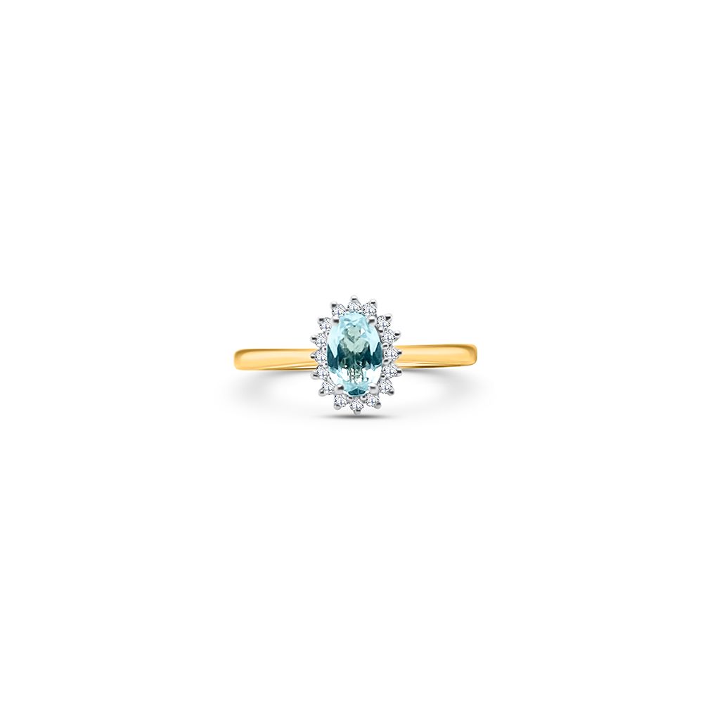James Moore SR1351YG Ladies Aquamarine And Diamond 9ct Jewellery