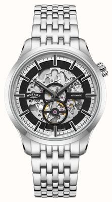 Rotary Skeleton Automatic (42mm) Black Dial / Stainless Steel Bracelet GB02945/87