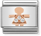 Nomination Classic Symbols In Stainless Steel With 9k Rose Gold And CZ Little Girl Charm 430305/07