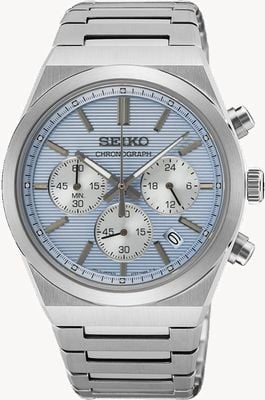 Seiko Essential Time Chronograph (40mm) Sky Blue Dial / Stainless Steel Bracelet SSB459P1