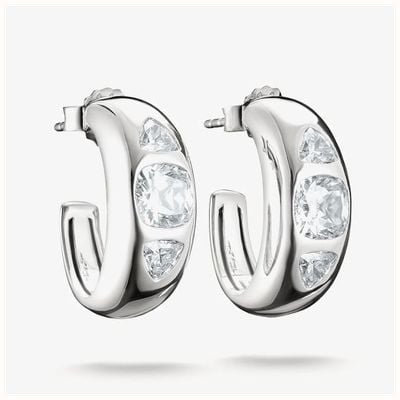 Thomas Sabo Silver Hoop Earrings With Zirconia Stones Bold Elegance CR759-051-14
