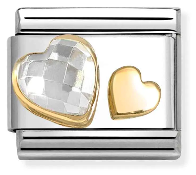 Nomination Classic Hearts With Cubic Zirconia Gold Plated Stainless Steel Charm 030613/08
