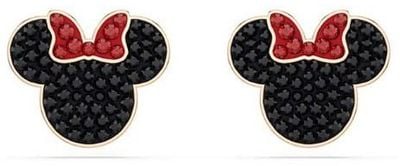 Swarovski Mickey and Minnie Black Stone Logo Stud Earrings 5737561