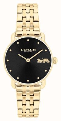 Coach Women's Elliot (28mm) Black Dial / Gold-Tone Stainless Steel Bracelet 14504302