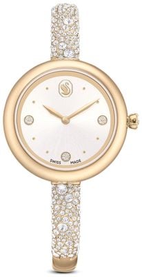 Swarovski Sublima Bangle (28mm) Silver Sunray Dial / Crystal-Set Stainless Steel Bracelet Watch Exdisplay 5734635-Exdisplay