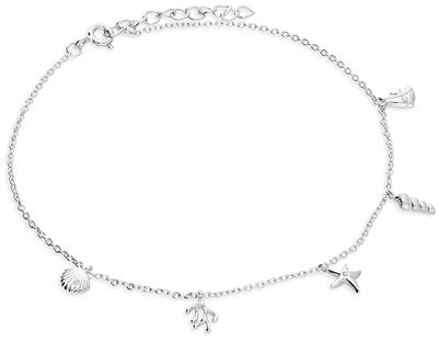 Sterling Silver 'Under The Sea' Charm Anklet 22-25cm H3218/S