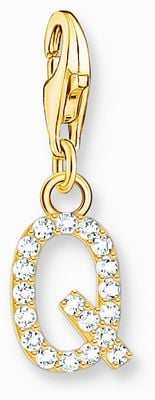Thomas Sabo Charm Pendant Letter Q With White Stones Gold Plated 1980-414-14