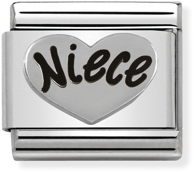 Nomination Classic Niece Heart Oxidised Sterling Silver & Steel Charm 330101/16