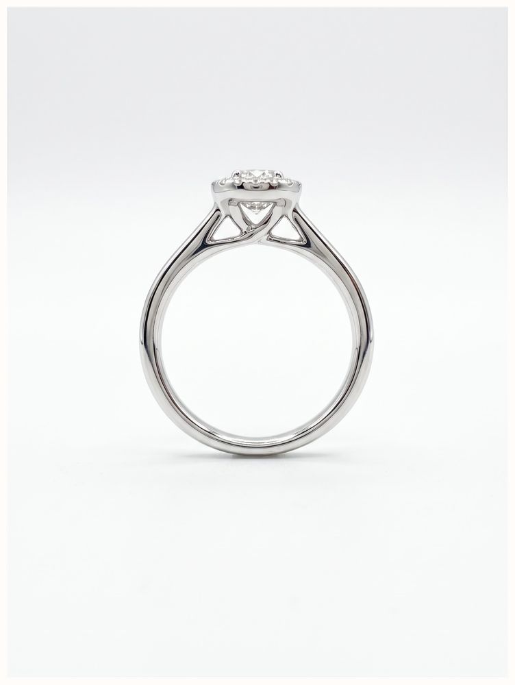 0.30ct Round Brilliant Natural Diamond Platinum Halo Ring ENG4241 - alternate view 3