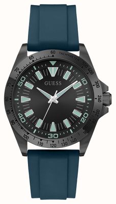 Guess NEO Three-Hand Quartz (42mm) Black Sunray Dial / Turquoise Rubber Strap GW1065G3