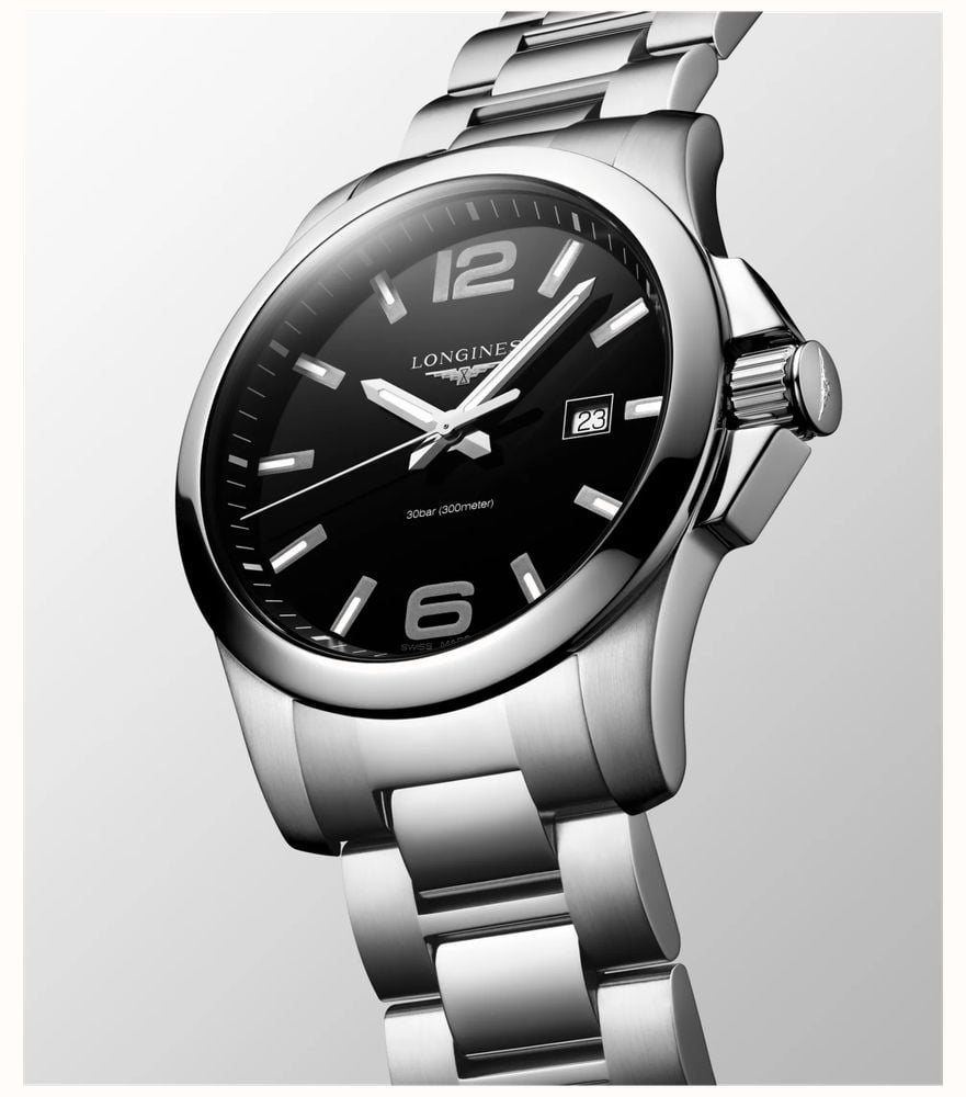 LONGINES Conquest Quartz (43mm) Sunray Black Dial / Stainless Steel ...