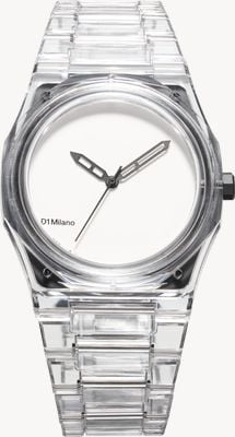 D1 Milano Nylon Exp_White (39mm) Matte White Dial / Transparent Nylon Strap NYBJ01