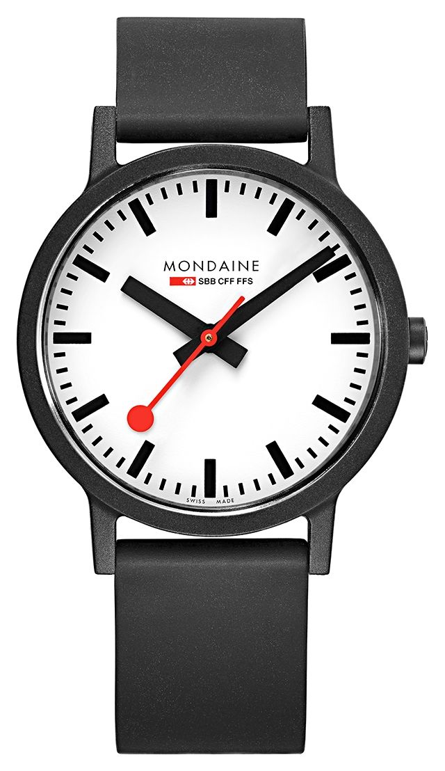 Mondaine MS1.41110.RB Essence Quartz Black Natural Rubber Watch