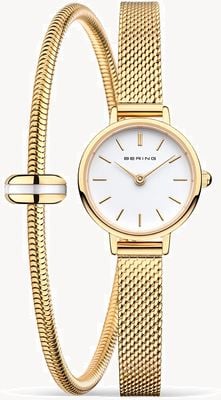 Bering Women's Classic Gift Set (22mm) White Dial / Gold-Tone Stainless Steel Mesh Bracelet 11022-334-LOVELY-1-GWP190