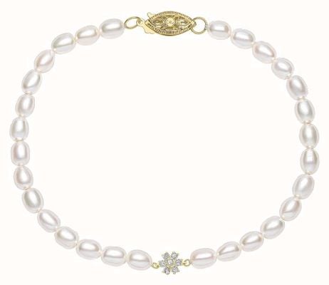 Elements Gold Seed Pearl and Flower Bracelet in 9ct Gold GB531W