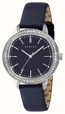 Radley Berry Lane Crystal-Set (36mm) Ink-Blue Printed Dial / Ink-Blue Leather Strap RY21847