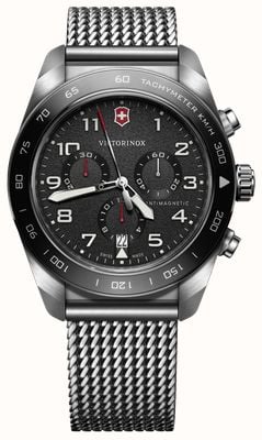 Victorinox Swiss Army Quartz Chronograph (42mm) Black Dial / Stainless Steel Mesh Bracelet 242048