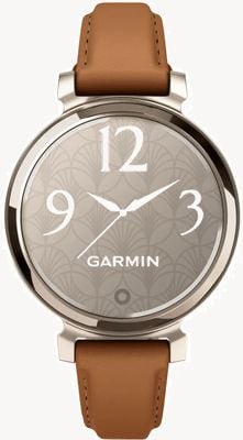 Garmin Lily 2 Classic Edition Fitness & Lifestyle Smartwatch (35.4mm) Cream Gold with Tan Leather Watch 010-02839-72