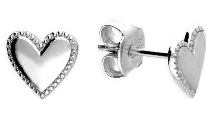 James Moore CME H6531/S Sterling Silver Heart Stud With Jewellery