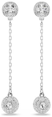 Swarovski Una Angelic Drop Earrings, Round Cut, White, Rhodium Plated 5732273