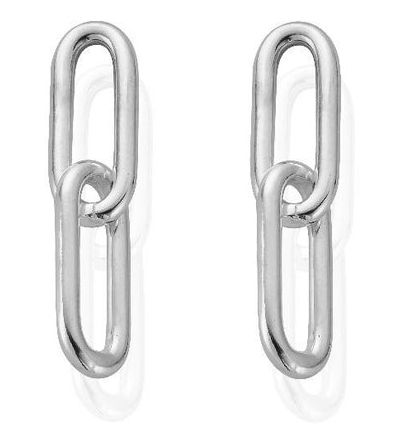 ChloBo CC-S-ER-4-S1 Medium Two Link Sterling Silver Earrings Jewellery