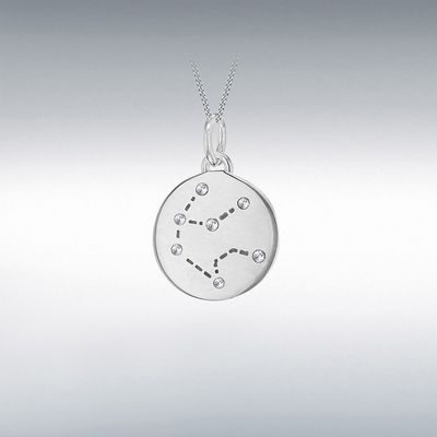 IBB Sterling Silver Rhodium Plated Cubic Zirconia Aquarius Star Sign Constellation Pend 8.68.5799
