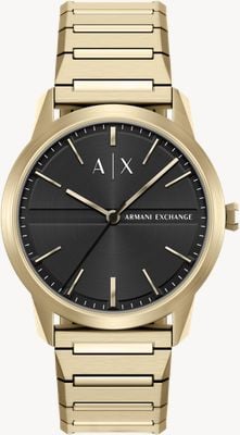 Armani Exchange Three-Hand Quartz (42mm) Black Sunray Dial / Gold PVD Stainless Steel Bracelet AX2650