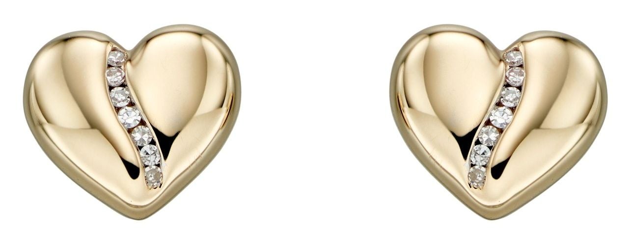 Elements Gold GE2305 9k Yellow Gold Diamond Channel Heart Jewellery