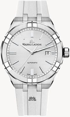 Maurice Lacroix Aikon Automatic (42mm) Silver Clous de Paris Dial / Light Grey Rubber AI6008-SS000-130-2