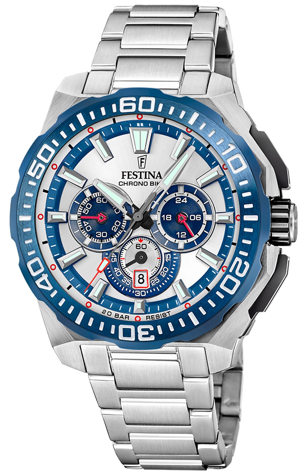 Festina F20724/1 Chrono Bike 2025 (45.5mm) Silver Dial / Watch